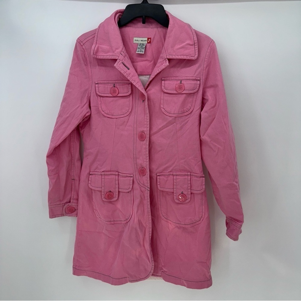 VINTAGE LADYS KALI WEAR LONG PINK JACKET SIZE MEDIUM MADE IN KOREA